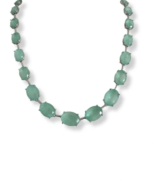 Colar choker esmeralda colombiana fusion Prata 925 Ródio, Bottega D'Oro