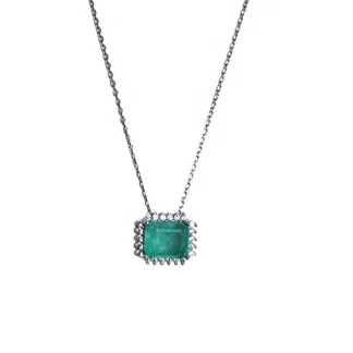 Colar Turmalina Fusion Zircônia Quadrado Prata 925 Ródio