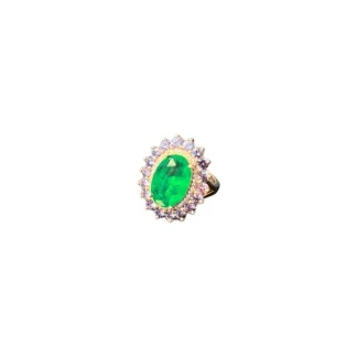 Anel oval esmeralda tazanita Prata 295 Ródio