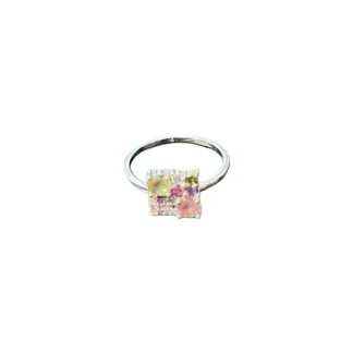 Anel Quadrado Cristal colors Prata 925 Ródio