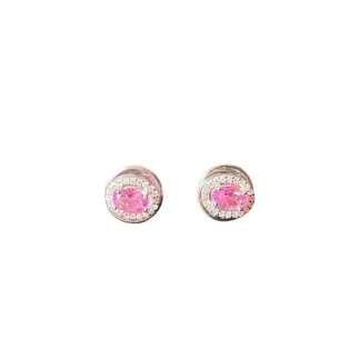 Brinco Oval Topázio Rosa P Prata 925 Ródio