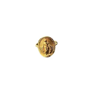 Anel Nossa Senhora Milagrosa Prata 925 Ouro 18