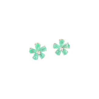 Brinco flor M zircônia turmalina Prata 925 Ródio