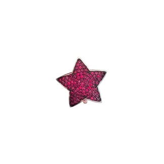 Pingente PIN Estrela Rubi fusion Prata 925 Ródio