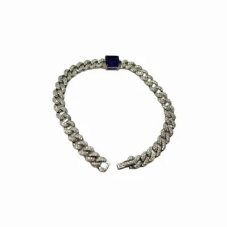 Pulseira Grumet Safira Azul fusion 17 cm Prata 925 Ródio