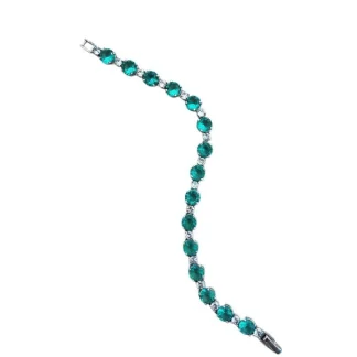 Pulseira Riviera Pedra Menor E Maior Zircônia Verde 17 cm Prata 925 Ródio