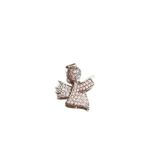 Pingente PIN Anjo zircônia Prata 925 Ródio