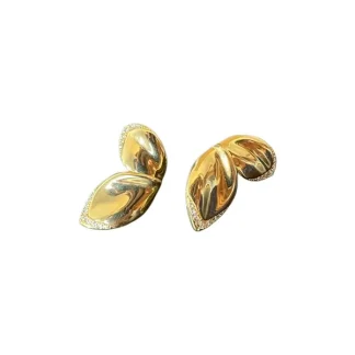 Brinco Flor 2 pétalas zircônia borda Prata 925 Ouro 18 k