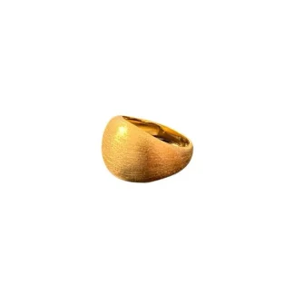 Anel Baulado escovado fosco Prata 925 Ouro 18 k