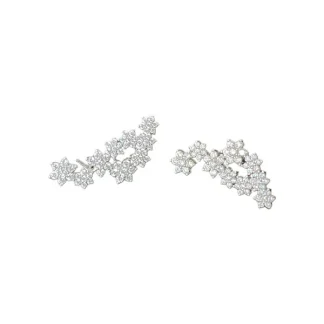 Brinco Ear cuff flor zircônia Prata 925 Ródio