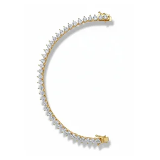 Pulseira Riviera zircônia coração 19 cm Prata 925 Ouro 18 k