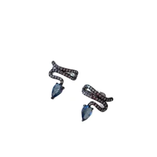 Piercing Fake 2 Cristal Azul Prata 925 Ródio