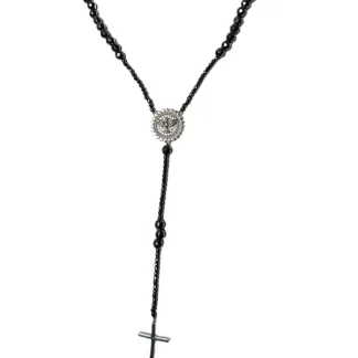 Colar Terço Hematita Espirito Santo Zircônia Prata 925 Ródio