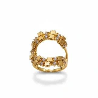 Anel ferradura ajustável zircônia Prata 925 Ouro 18 k