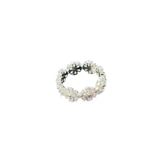 Anel aliança inteira Flor zircônia Prata 925 Ródio