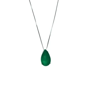 Colar Gota Fusion esmeralda Prata 925 Ródio
