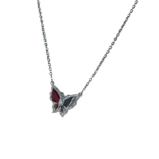 Colar Borboleta Zircônia Laminada Prata 925 Ródio