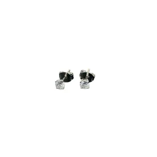 Brinco ponto PP zircônia Prata 925 Rodio