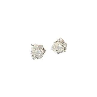 Brinco Flor Pequena zircônia Prata 925 Ródio