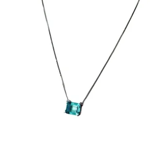 Colar Quadrado Topázio Azul fusion Prata 925 Ródio