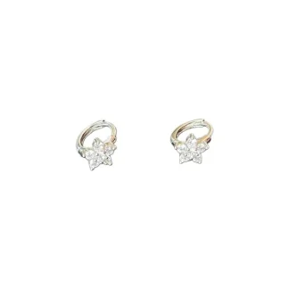Brinco argola flor zircônia P prata 925 Ródio