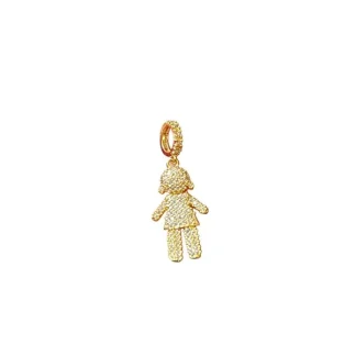 Pingente Menina zircônia Micro cravação Prata 925 Ouro 18k