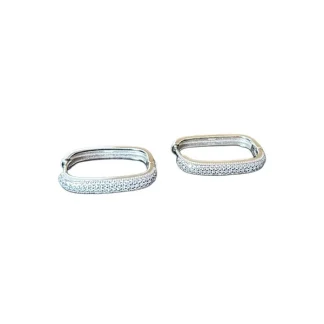 Brinco Argola Quadrado G zircônia Micro cravação Prata 925 Ródio