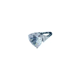 Anel Coração pedra lateral Zircônia Prata 925 Ródio