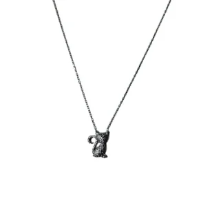 Colar Gato cravejado zircônia Prata 925 Ródio