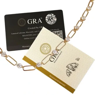 Colar Moissanite elo e pedra com alongador Prata 925 Ouro 18 k