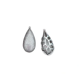 Pingente Gota micro cravação zircônia (2) Prata 925 Ródio