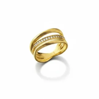 Anel Linha Italiana com zircônia Prata 925 Ouro 18 k