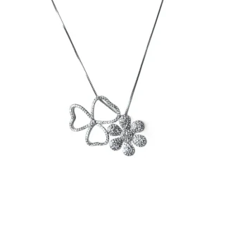 Colar escapulário Trevo e Flor zircônia Prata 925 Ródio