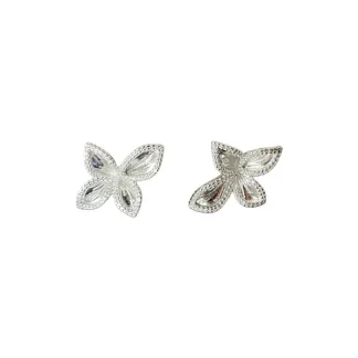 Brinco Flor 4 pétalas zircônia borda GG Prata 925 Ródio