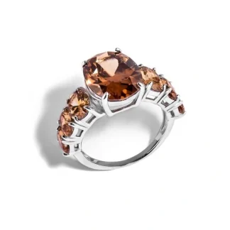 Anel Oval Coffee Brown fusion Prata 925 Ródio