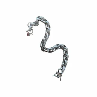 Pulseira Portuguesa Zircônia 17 cm Prata 925 Ródio