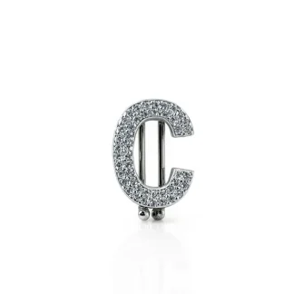 Pingente Pin letra C zircônia Prata 925 Ródio