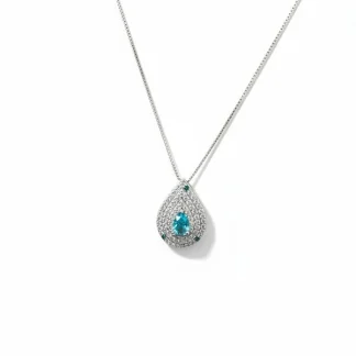 Colar Gota topázio azul fusion e zircônia Prata 925 Ródio