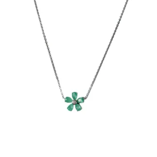 Colar 1 Flor Turmalina fusion Prata 925 Ródio