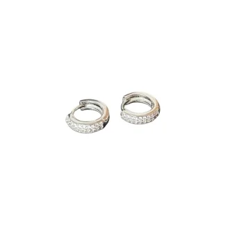 Brinco Argola Zircônia Pavê Prata 925 Ródio