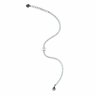 Pulseira Riviera zircônia 2 mm 17 cm com 3 cm alongador Prata 925 Ródio