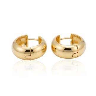 Brinco Argola baulado 15 mm Prata 925 Ouro 18 k
