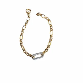 Pulseira Elos zircônia Prata 925 Ouro 18 k