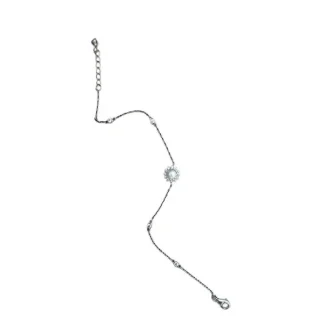 Pulseira zircônia Pérola Centro Prata 925 Ródio