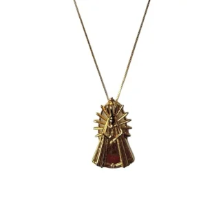 Colar Nossa Senhora lisa Prata 925 Ouro 18 k