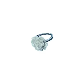 Anel Flor Zircônia Branca Prata 925 Ródio