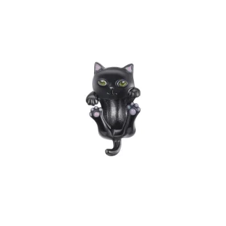 Pingente Berloque separador Gato negro Prata 925 Ródio