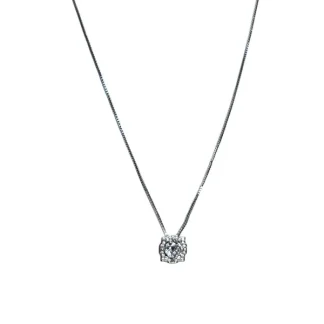 Colar Gravata Zircônia Prata 925 Ródio