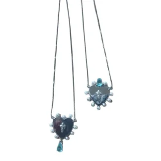 Colar Escapulário fusion turmalina light fusion pérola zircônia Prata 925 Ródio
