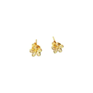 Brinco flor P zircônia Prata 925 Ouro18k